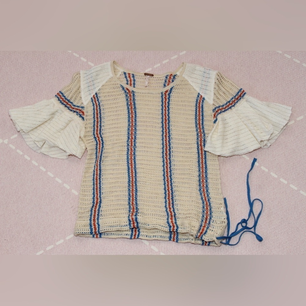 FREE PEOPLE Babes Only Open Knit Top Juniors XS - Picture 2 of 5